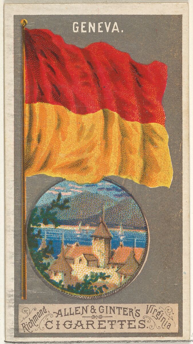 Geneva, from the City Flags series (N6) for Allen & Ginter Cigarettes Brands, Issued by Allen &amp; Ginter (American, Richmond, Virginia), Commercial color lithograph 
