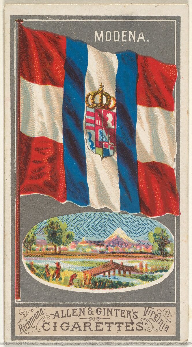 Modena, from the City Flags series (N6) for Allen & Ginter Cigarettes Brands, Issued by Allen &amp; Ginter (American, Richmond, Virginia), Commercial color lithograph 