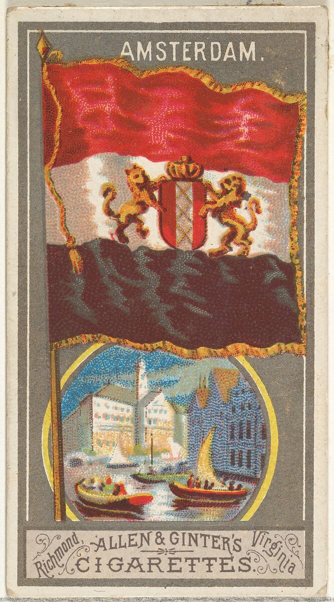 Amsterdam, from the City Flags series (N6) for Allen & Ginter Cigarettes Brands, Issued by Allen &amp; Ginter (American, Richmond, Virginia), Commercial color lithograph 