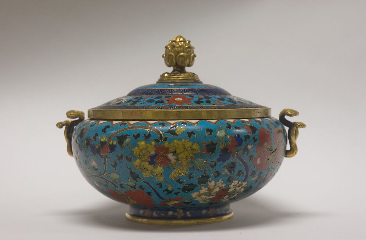 Covered Bowl, Cloisonné enamel on gilt copper, China