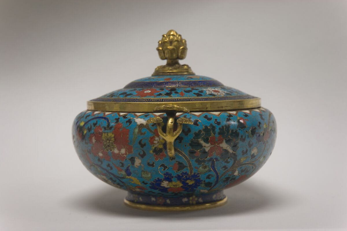 Covered Bowl, Cloisonné enamel on gilt copper, China