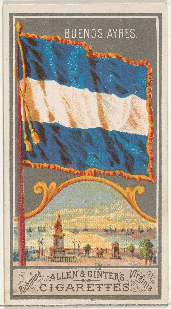 Buenos Aires, from the City Flags series (N6) for Allen & Ginter Cigarettes Brands, Issued by Allen &amp; Ginter (American, Richmond, Virginia), Commercial color lithograph 