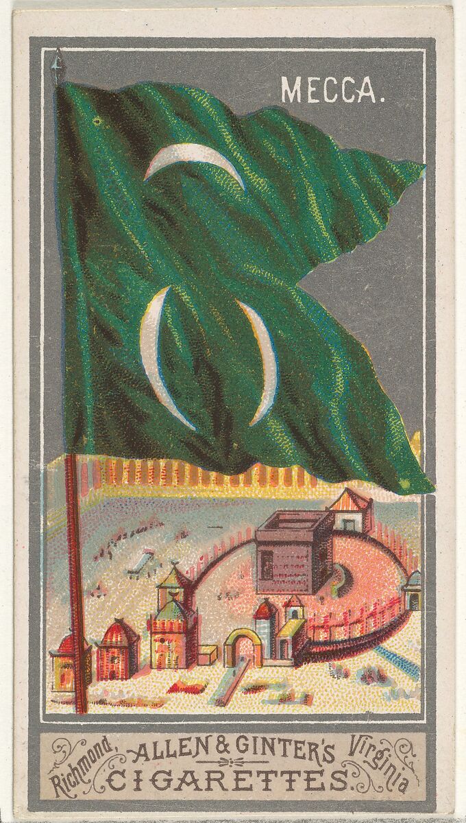 Mecca, from the City Flags series (N6) for Allen & Ginter Cigarettes Brands, Issued by Allen &amp; Ginter (American, Richmond, Virginia), Commercial color lithograph 