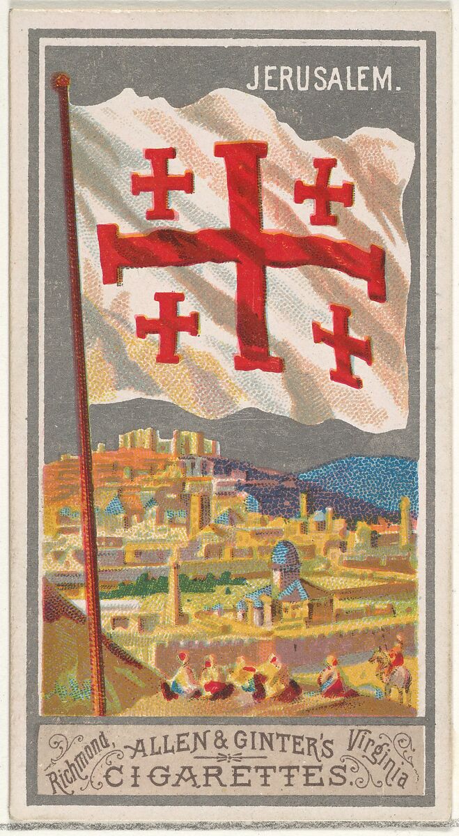 Jerusalem, from the City Flags series (N6) for Allen & Ginter Cigarettes Brands, Issued by Allen &amp; Ginter (American, Richmond, Virginia), Commercial color lithograph 