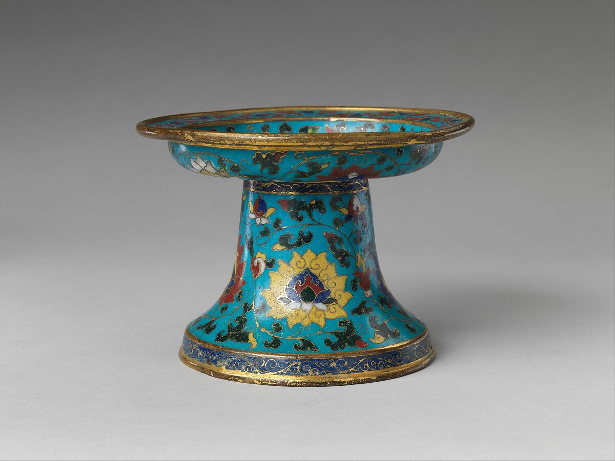 Candlestick with lotus scrolls, Cloisonné enamel, China