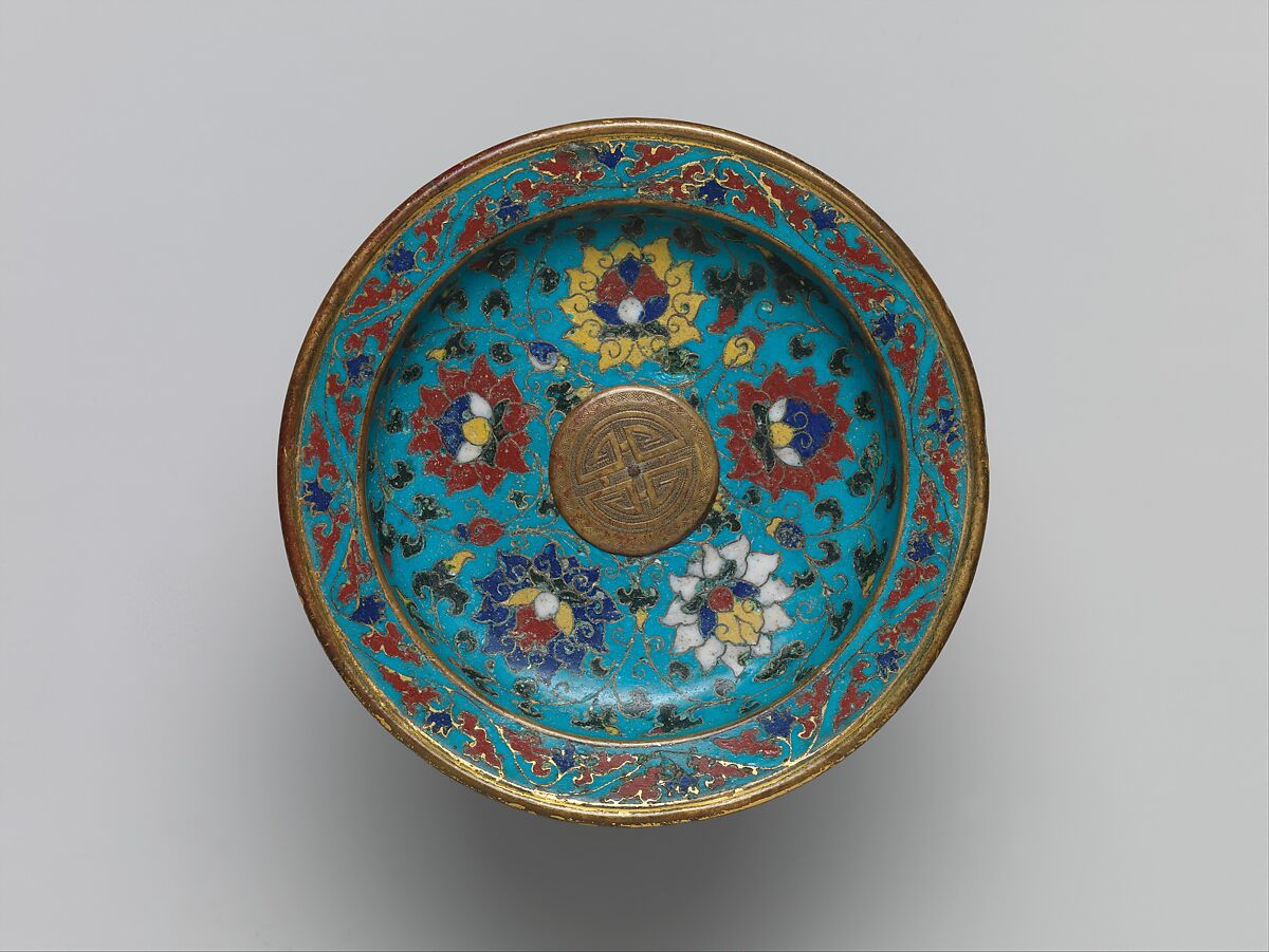 Candlestick with lotus scrolls, Cloisonné enamel, China