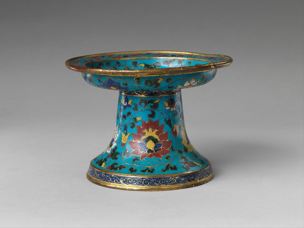 Candlestick with lotus scrolls, Cloisonné enamel, China
