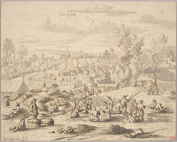 Peasants in a Landscape with a Military Camp in Grand-Hallet