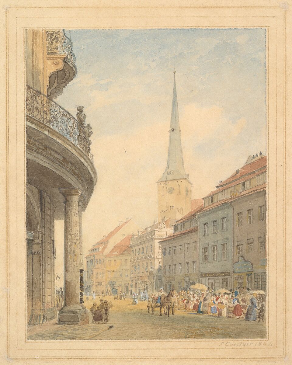 View of Berlin with the Ephraim Palais at Left, Eduard Gaertner (German, Berlin 1801–1877 Zechlin), Watercolor 