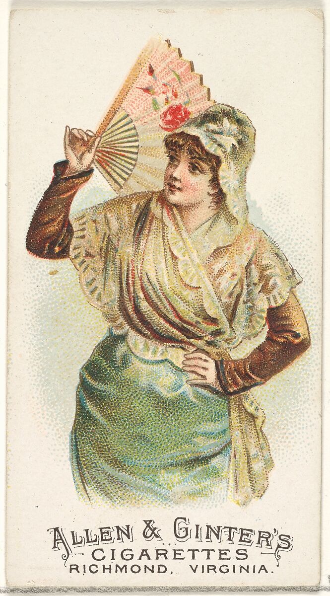 Plate 22, from the Fans of the Period series (N7) for Allen & Ginter Cigarettes Brands, Issued by Allen &amp; Ginter (American, Richmond, Virginia), Commercial color lithograph 