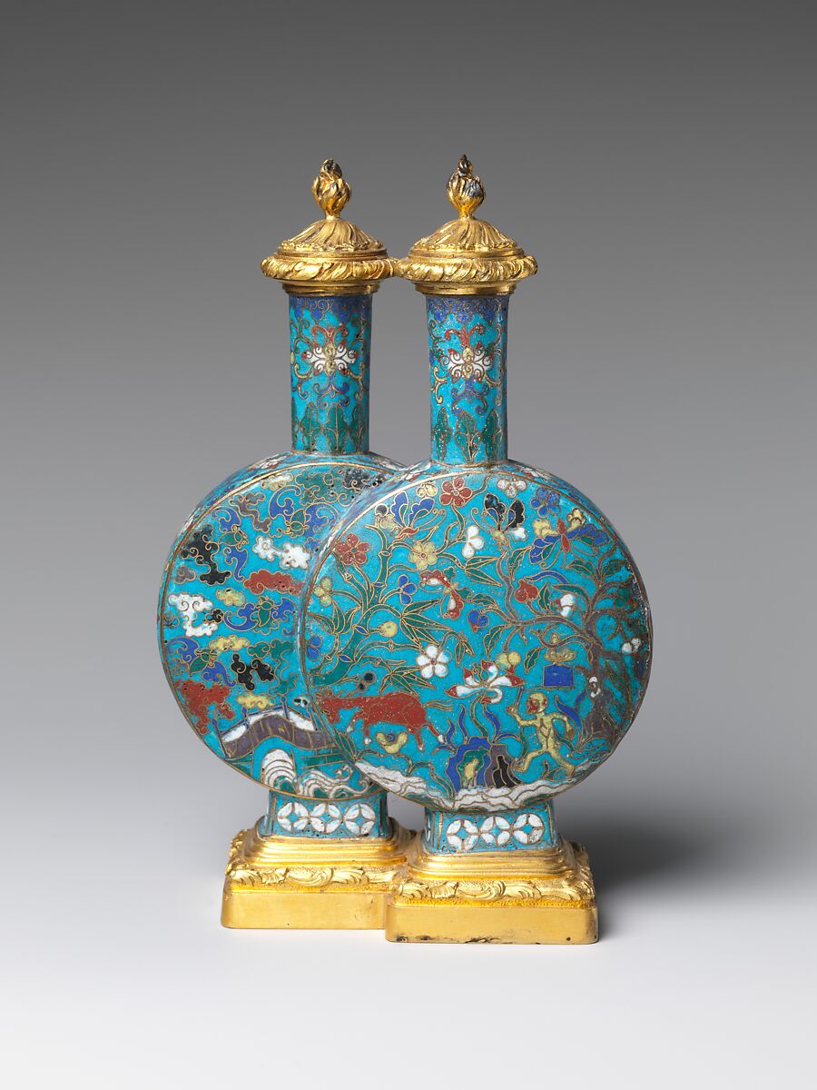 Double bottle (one of a pair), Cloisonné enamel, China