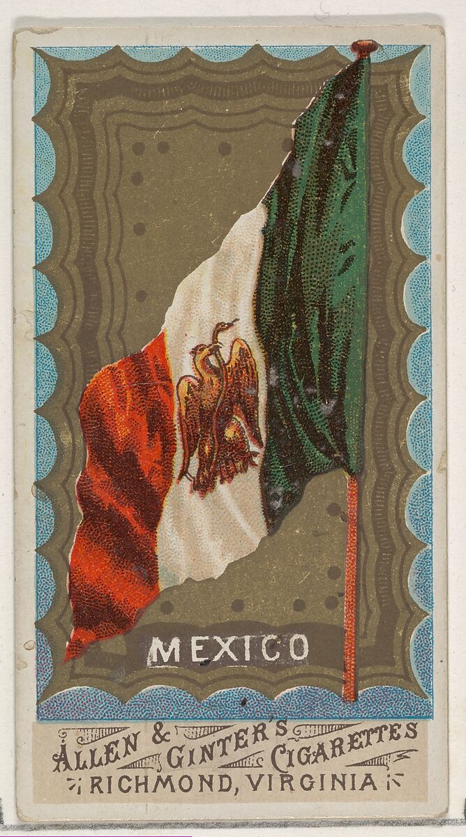 Mexico, from Flags of All Nations, Series 1 (N9) for Allen & Ginter Cigarettes Brands, Issued by Allen &amp; Ginter (American, Richmond, Virginia), Commercial color lithograph 
