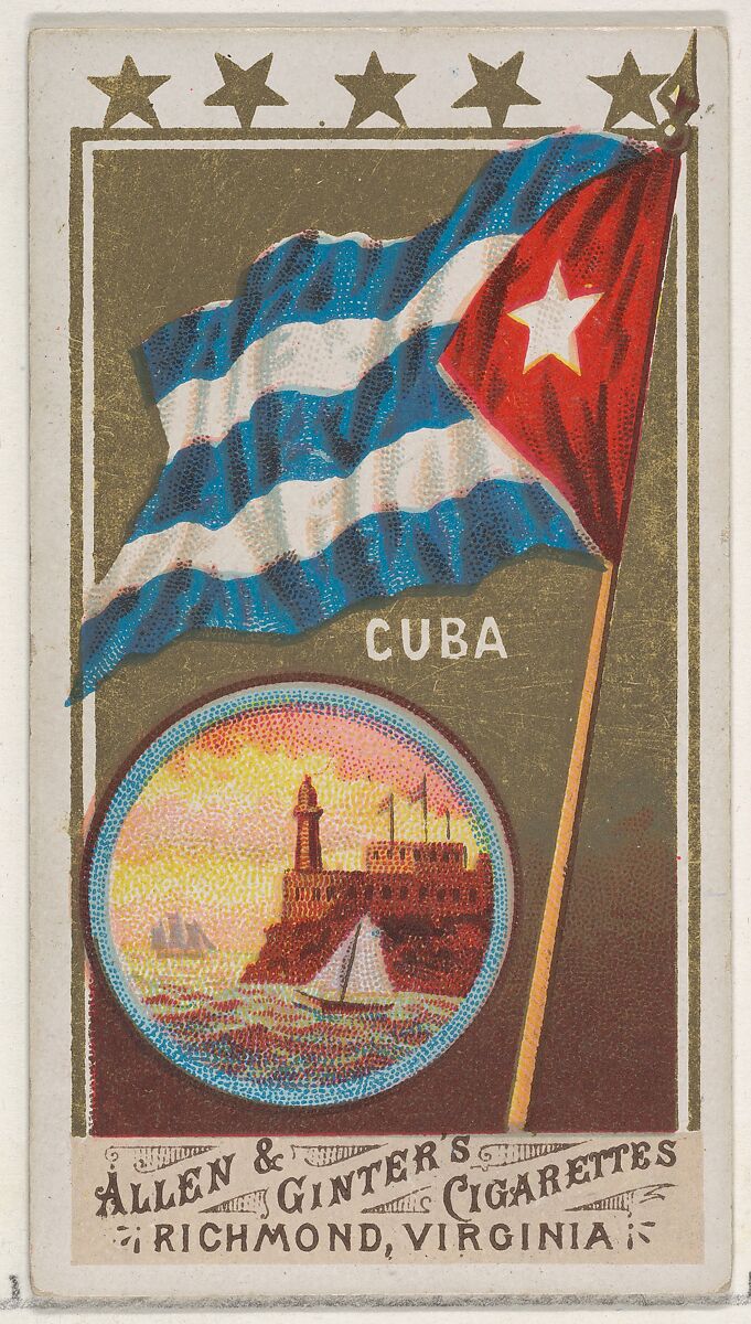 Cuba, from Flags of All Nations, Series 1 (N9) for Allen & Ginter Cigarettes Brands, Issued by Allen &amp; Ginter (American, Richmond, Virginia), Commercial color lithograph 
