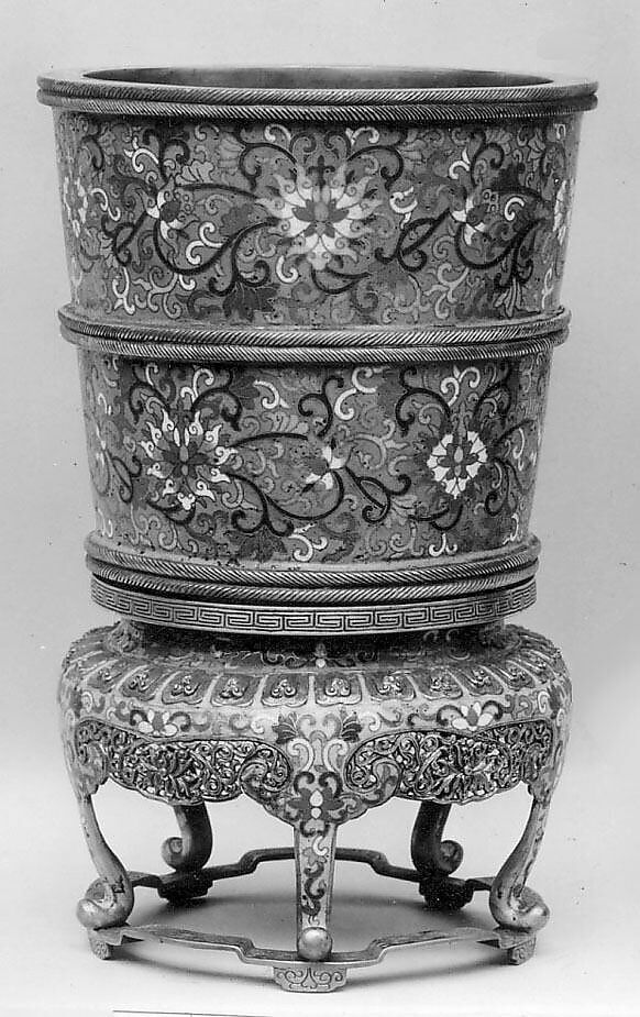 Flower Pot with Stand (One of a Pair), Cloisonné enamel, China 