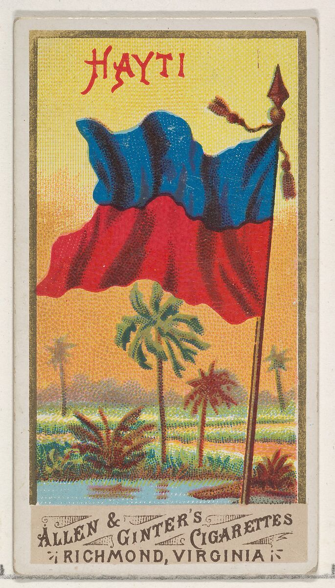 Haiti, from Flags of All Nations, Series 1 (N9) for Allen & Ginter Cigarettes Brands, Issued by Allen &amp; Ginter (American, Richmond, Virginia), Commercial color lithograph 