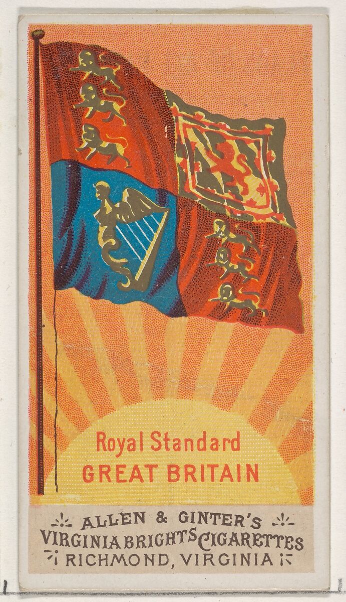 Royal Standard, Great Britain, from Flags of All Nations, Series 1 (N9) for Allen & Ginter Cigarettes Brands, Issued by Allen &amp; Ginter (American, Richmond, Virginia), Commercial color lithograph 