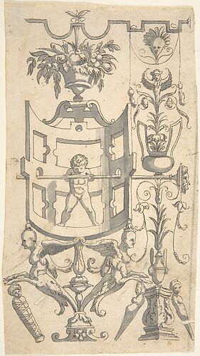 Candelabra Grotesque with a Naked Boy in a Strapwork Contraption