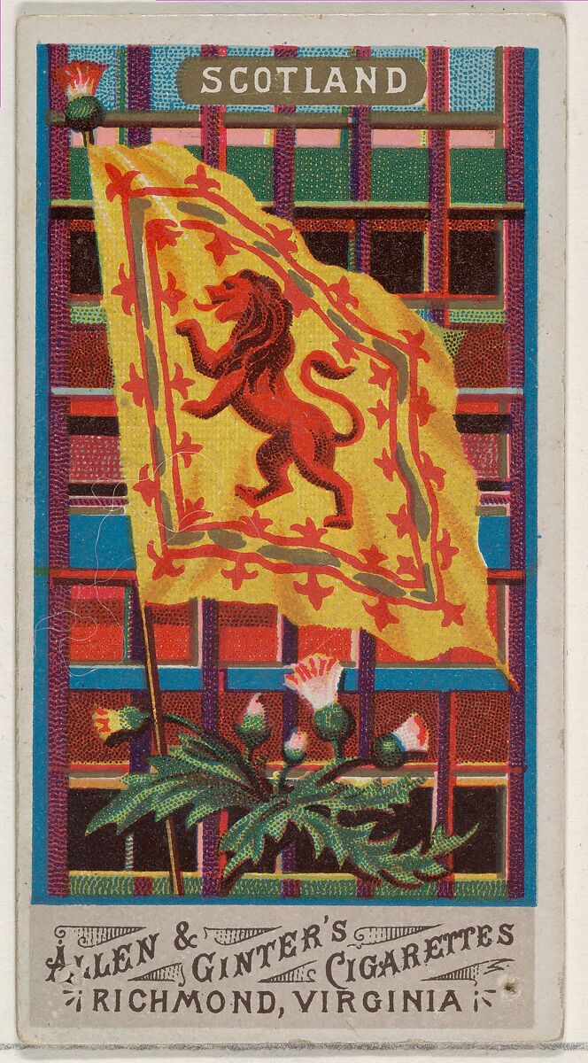 Scotland, from Flags of All Nations, Series 1 (N9) for Allen & Ginter Cigarettes Brands, Issued by Allen &amp; Ginter (American, Richmond, Virginia), Commercial color lithograph 