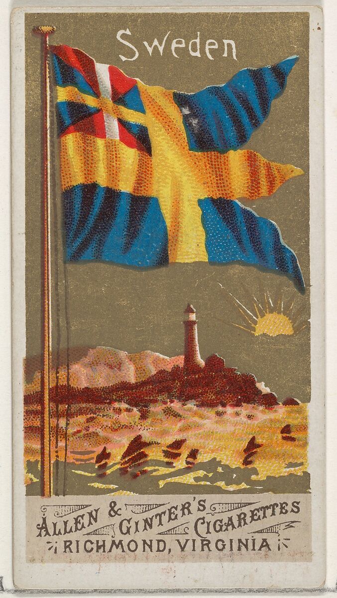 Issued by Allen & Ginter - Sweden, from Flags of All Nations, Series 1 (N9)  for Allen & Ginter Cigarettes Brands