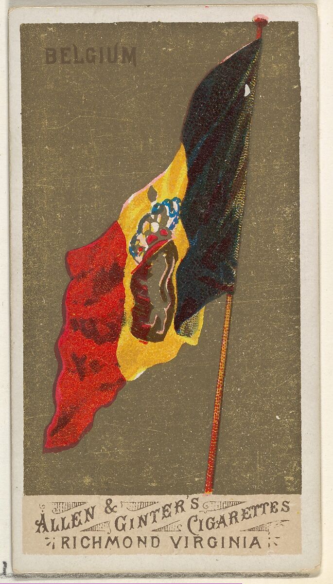 Belgium, from Flags of All Nations, Series 1 (N9) for Allen & Ginter Cigarettes Brands, Issued by Allen &amp; Ginter (American, Richmond, Virginia), Commercial color lithograph 