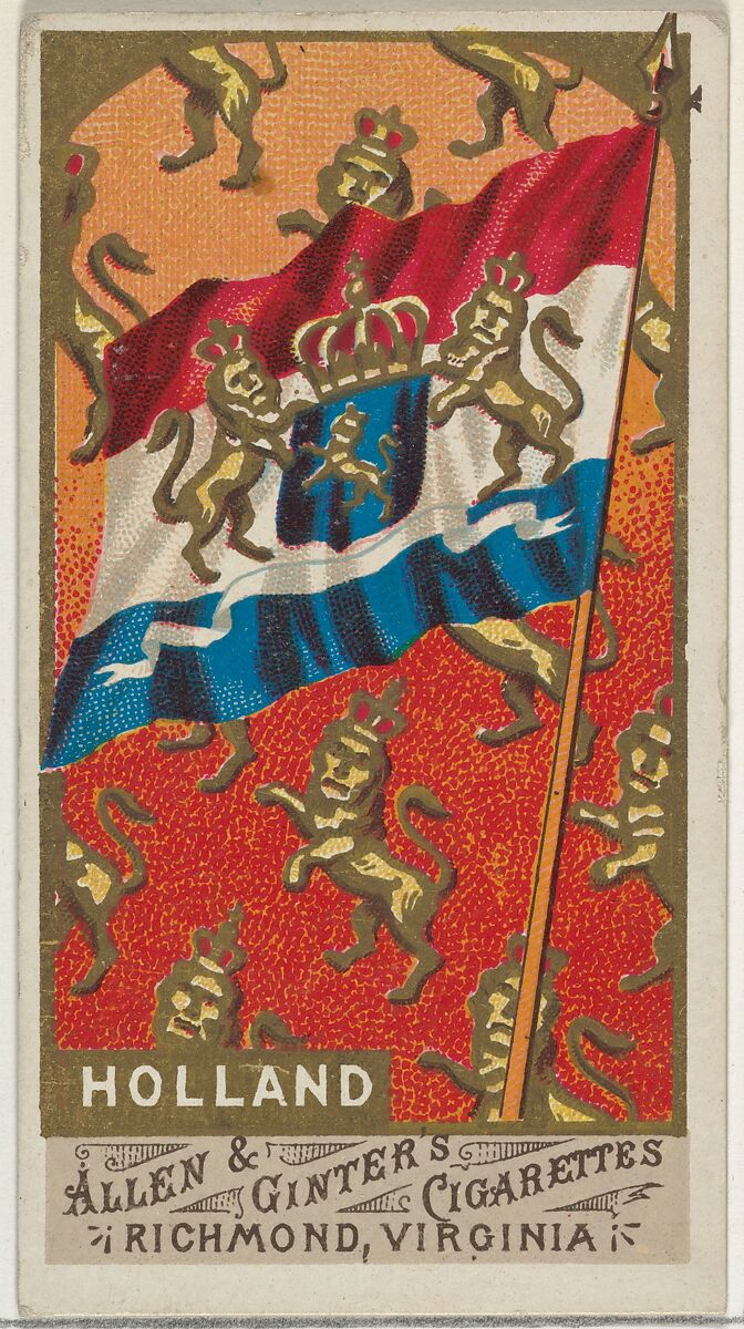 Holland, from Flags of All Nations, Series 1 (N9) for Allen & Ginter Cigarettes Brands, Issued by Allen &amp; Ginter (American, Richmond, Virginia), Commercial color lithograph 