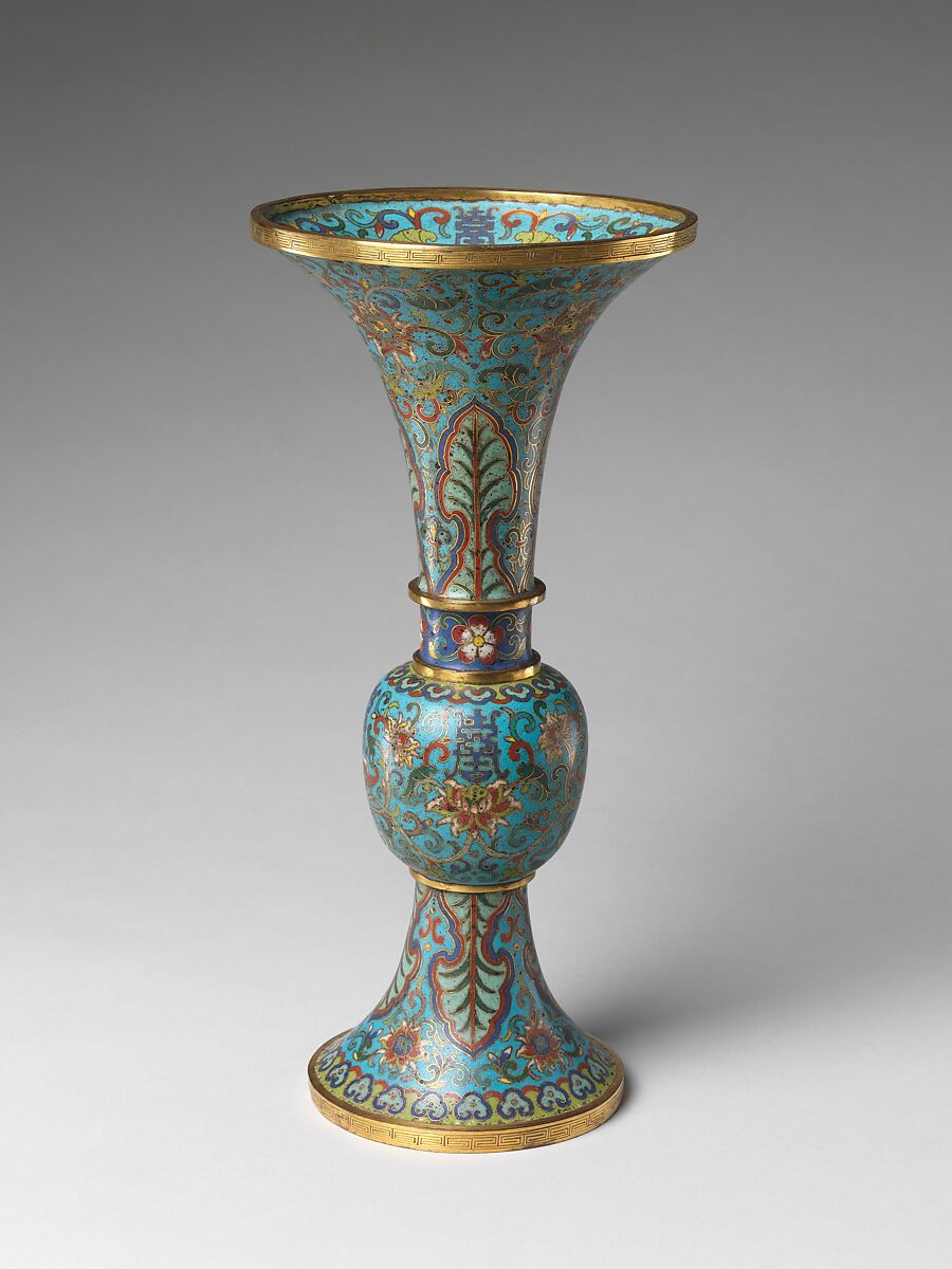 Vase from a five-piece altar set, Cloisonné enamel, China