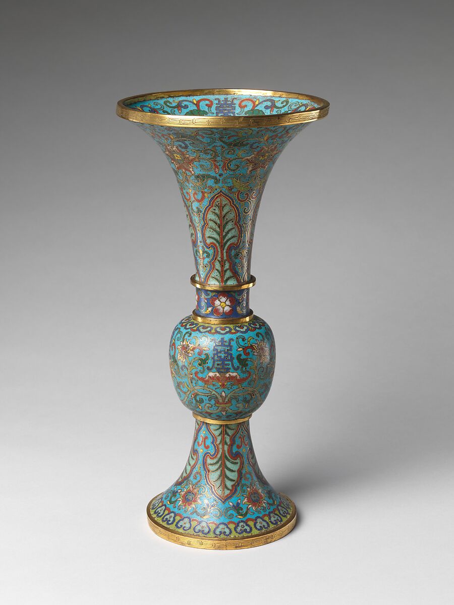 Vase from a five-piece altar set, Cloisonné enamel, China