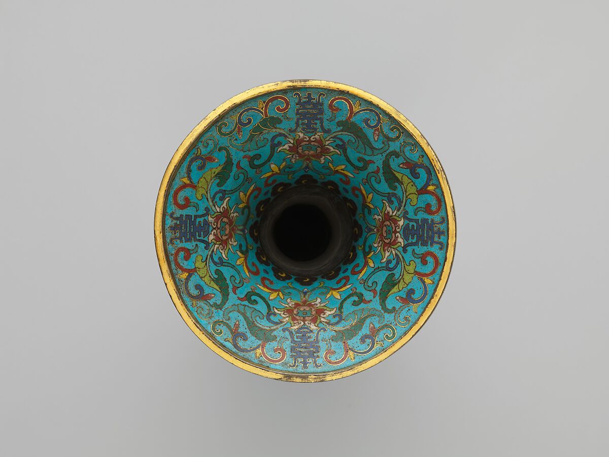 Vase from a five-piece altar set, Cloisonné enamel, China