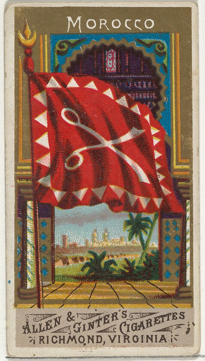 Morocco, from Flags of All Nations, Series 1 (N9) for Allen & Ginter Cigarettes Brands, Issued by Allen &amp; Ginter (American, Richmond, Virginia), Commercial color lithograph 