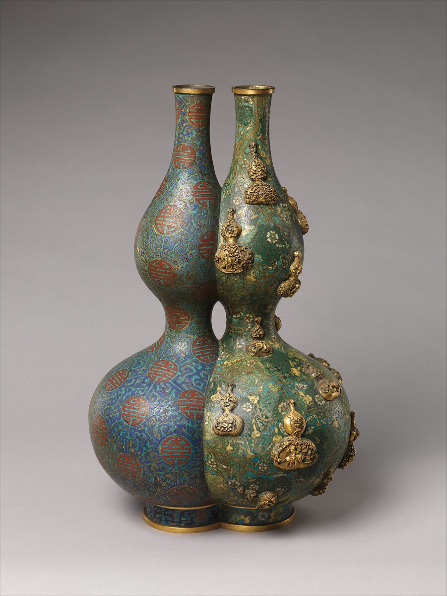 Double Vase, Cloisonné enamel on copper, China 