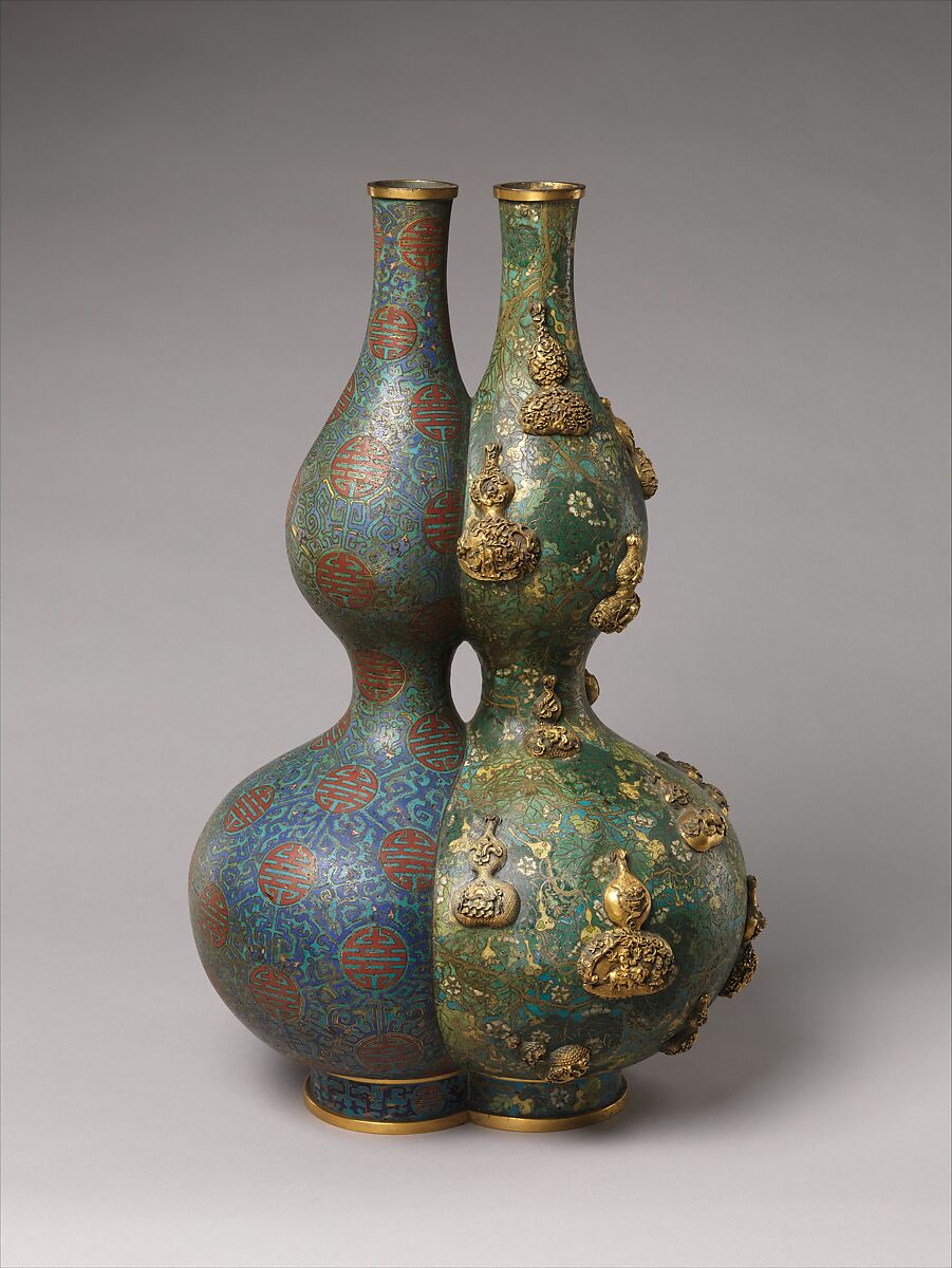 Double Vase, Cloisonné enamel on copper, China