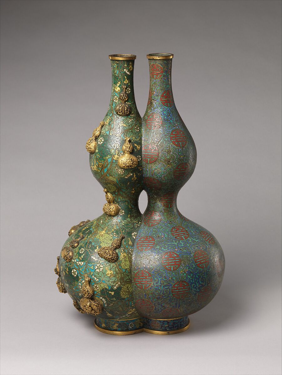 Double Vase, Cloisonné enamel on copper, China