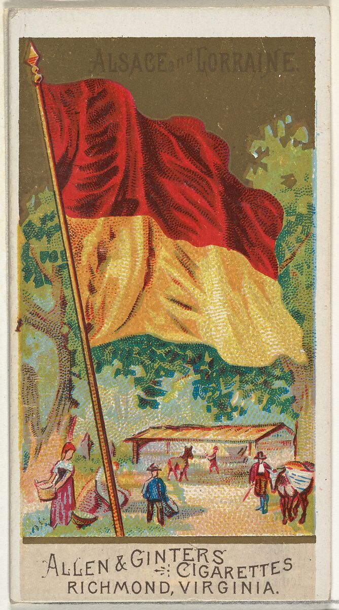 Alsace and Lorraine, from Flags of All Nations, Series 2 (N10) for Allen & Ginter Cigarettes Brands, Issued by Allen &amp; Ginter (American, Richmond, Virginia), Commercial color lithograph 