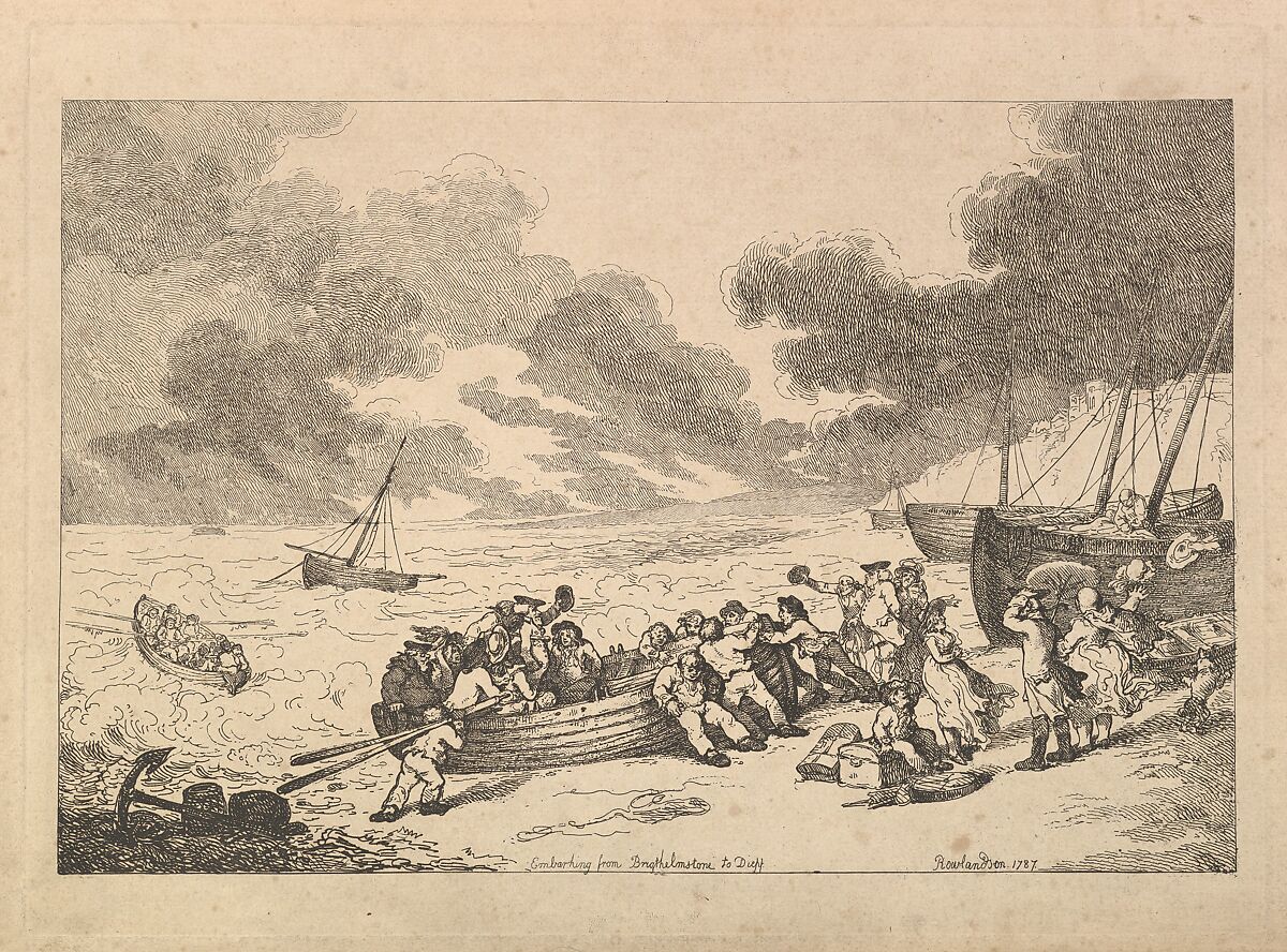 Embarking from Brighthelmstone to Diepp[e] (from, Imitations of Modern Drawings), Thomas Rowlandson (British, London 1757–1827 London), Etching 