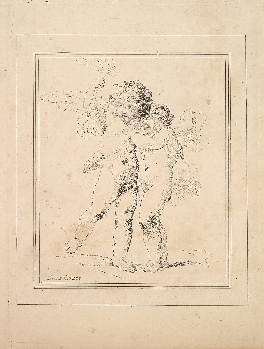 A Pair of Cupids – Cupid and Psyche, Thomas Rowlandson (British, London 1757–1827 London), Soft-ground etching and stipple 