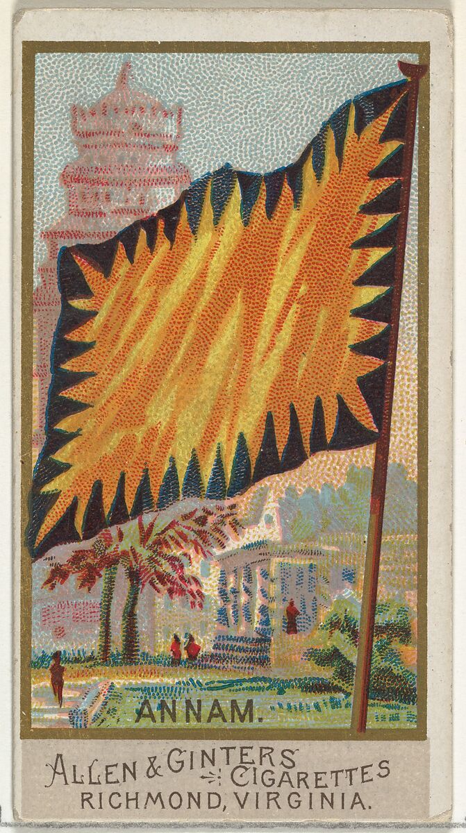 Annam, from Flags of All Nations, Series 2 (N10) for Allen & Ginter Cigarettes Brands, Issued by Allen &amp; Ginter (American, Richmond, Virginia), Commercial color lithograph 