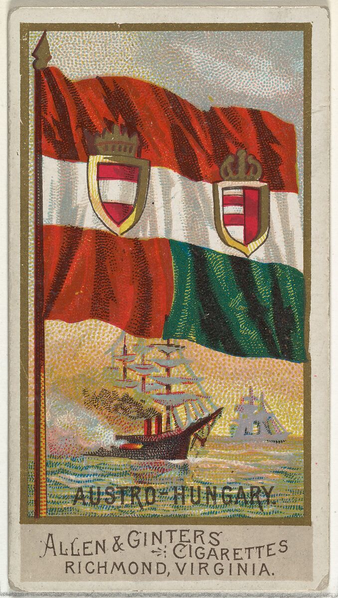 Austro-Hungary, from Flags of All Nations, Series 2 (N10) for Allen & Ginter Cigarettes Brands, Issued by Allen &amp; Ginter (American, Richmond, Virginia), Commercial color lithograph 