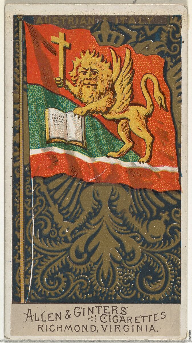 Austrian Italy, from Flags of All Nations, Series 2 (N10) for Allen & Ginter Cigarettes Brands, Issued by Allen &amp; Ginter (American, Richmond, Virginia), Commercial color lithograph 