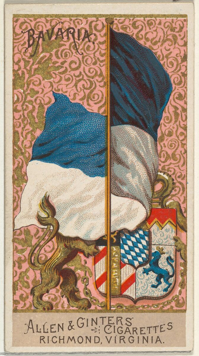 Bavaria, from Flags of All Nations, Series 2 (N10) for Allen & Ginter Cigarettes Brands, Issued by Allen &amp; Ginter (American, Richmond, Virginia), Commercial color lithograph 