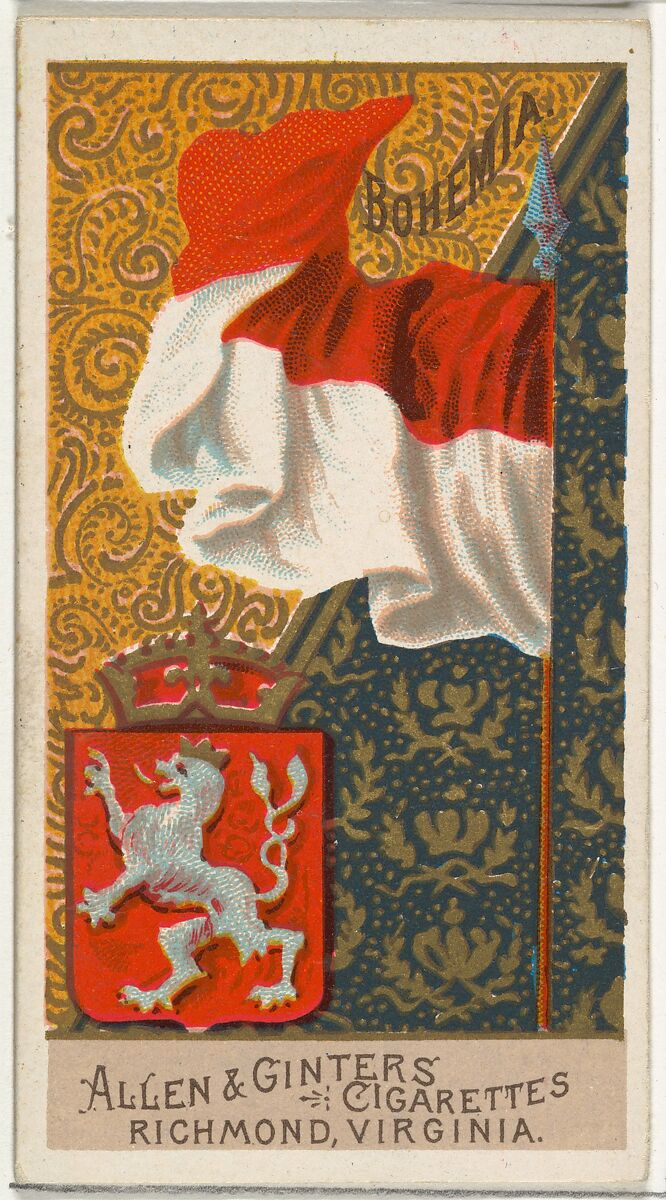 Bohemia, from Flags of All Nations, Series 2 (N10) for Allen & Ginter Cigarettes Brands, Issued by Allen &amp; Ginter (American, Richmond, Virginia), Commercial color lithograph 