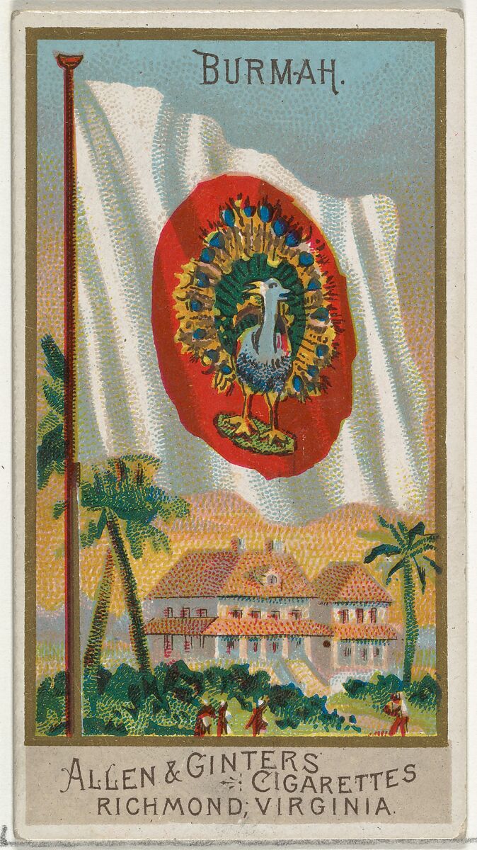 Burma, from Flags of All Nations, Series 2 (N10) for Allen & Ginter Cigarettes Brands, Issued by Allen &amp; Ginter (American, Richmond, Virginia), Commercial color lithograph 