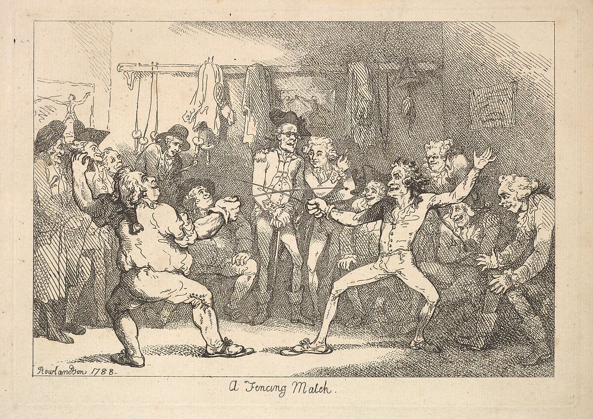 A Fencing Match, Thomas Rowlandson (British, London 1757–1827 London), Etching 