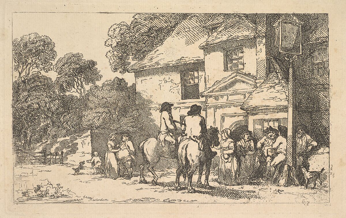 The Three Horseshoes, a Roadside Inn, Thomas Rowlandson (British, London 1757–1827 London), Etching 