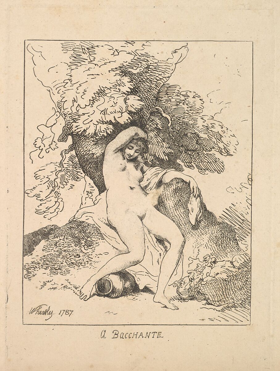 A Bacchante, Thomas Rowlandson (British, London 1757–1827 London), Etching and stipple 