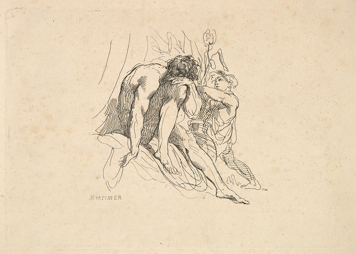 River God with Child, Thomas Rowlandson (British, London 1757–1827 London), Etching 