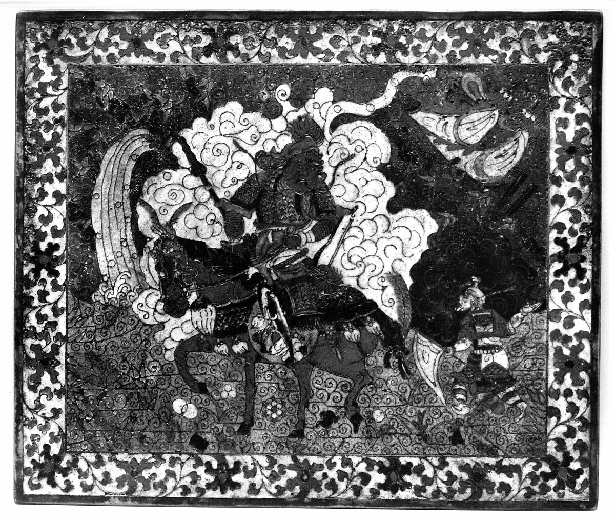 Plaque, Cloisonné enamel on copper, China