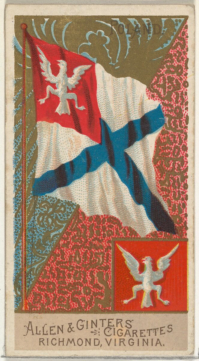 Poland, from Flags of All Nations, Series 2 (N10) for Allen & Ginter Cigarettes Brands, Issued by Allen &amp; Ginter (American, Richmond, Virginia), Commercial color lithograph 