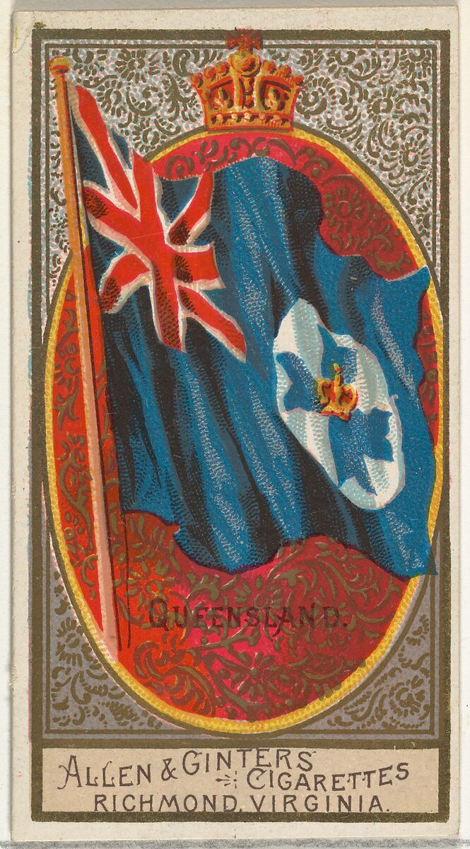 Queensland, from Flags of All Nations, Series 2 (N10) for Allen & Ginter Cigarettes Brands, Issued by Allen &amp; Ginter (American, Richmond, Virginia), Commercial color lithograph 