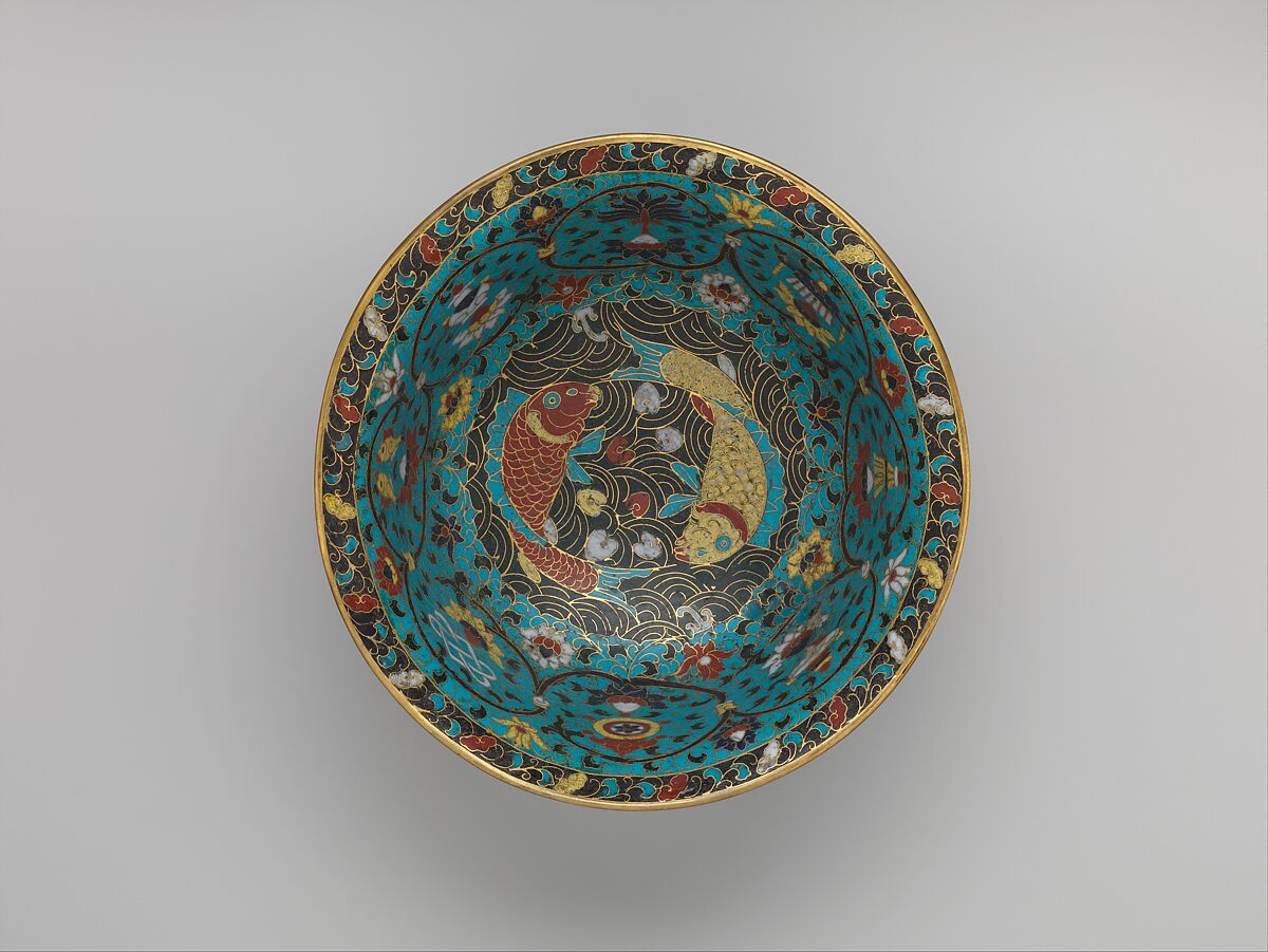 Bowl with the Eight Buddhist Treasures, Cloisonné enamel, China