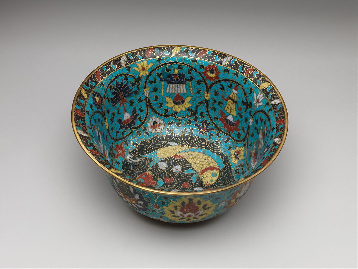 Bowl with the Eight Buddhist Treasures, Cloisonné enamel, China